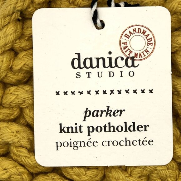 Danica Studio Parker Knit Potholder 8 x 8 inch Yellow Honey Gold Knitted - Picture 8 of 9